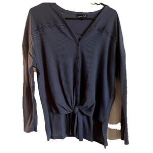 RXB Blue Front Knot Crocheted Top-Size Large-Boho Whimsy Goth